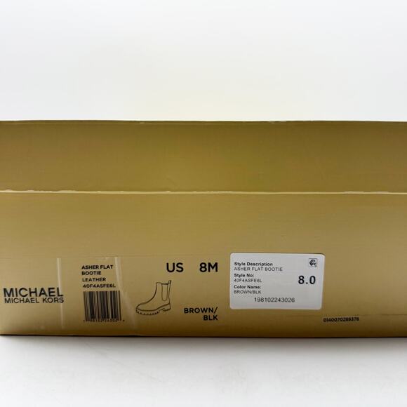 Michael Michael Kors Womens Asher Bootie US 8M Black Brown Leather Lug Ankle NIB - Picture 12 of 13